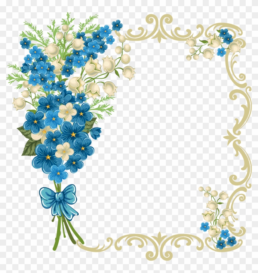 Flower - Google'da Ara - Blue Floral Frame Png #155084