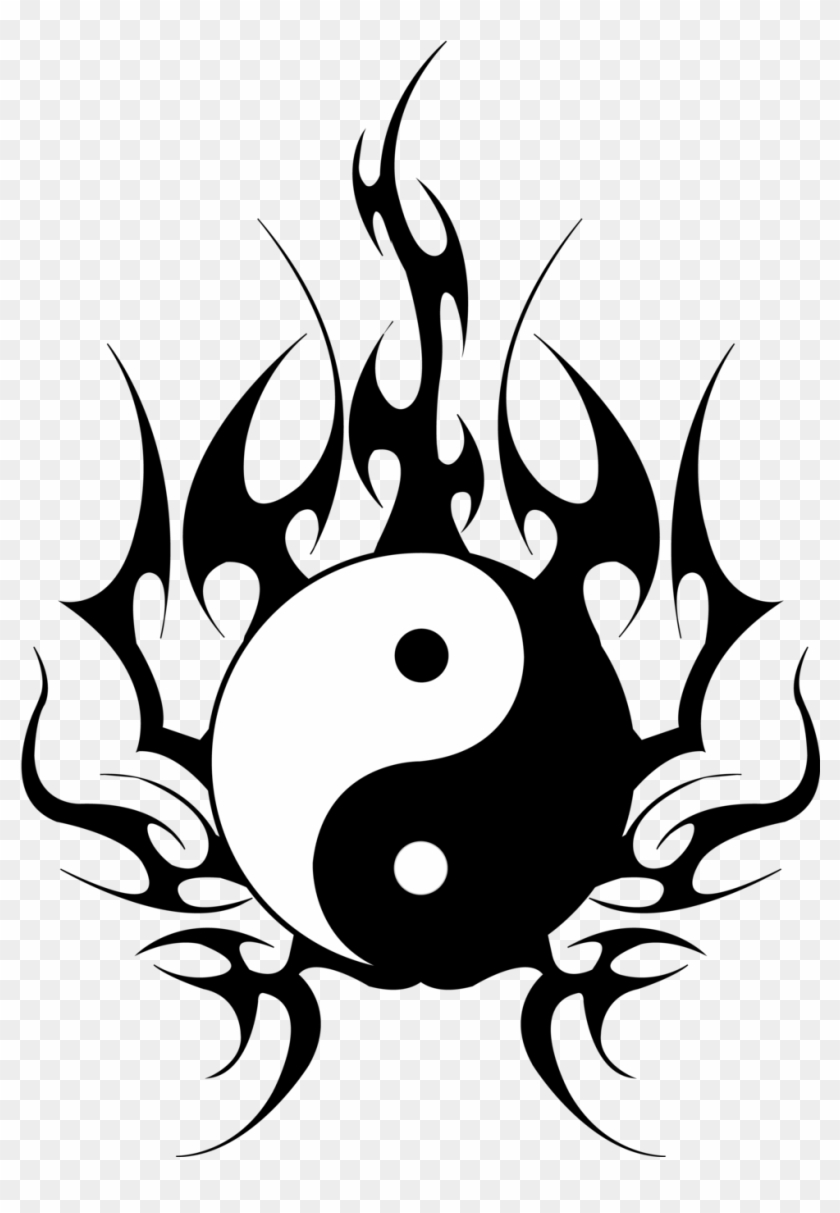 Yin Yang Tribal Design By Studiumdesign On Clipart - Tattoo Drawing Yin Yang #155480