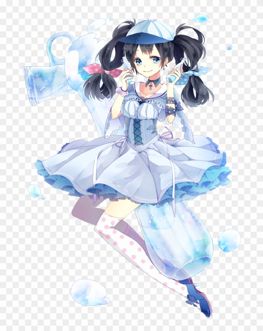 Pop Bottle Girl Render By Lraskie - Anime Girl Blue Hair Render #815759