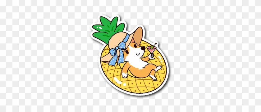 Corgi Pineapple Pool Float, Dog Vinyl Sticker Dog Animal - Corgi Stickers #816139