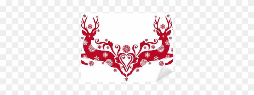 Vinilo Pixerstick Ciervos De La Navidad Con Copos De - Christmas Reindeers With Snowflak Picture Ornament #816373