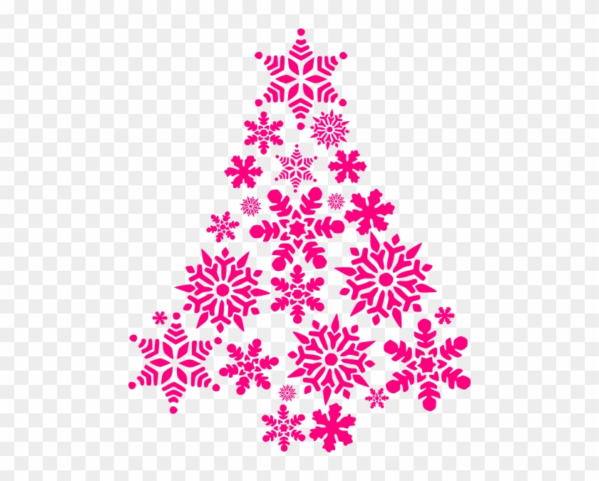 Pink Snowflake Tree Clip Art At Clker - Pink Christmas Tree Png #816807