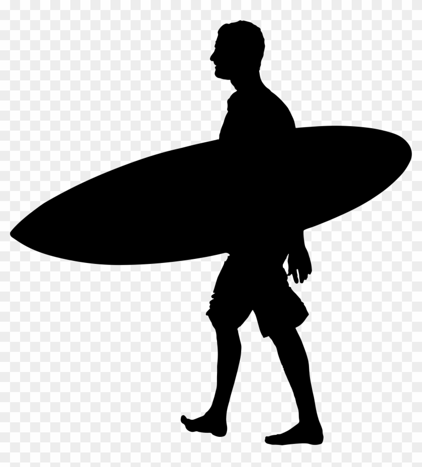 Clipart Man Carrying Surfboard Silhouette - Surfer Clipart #816855