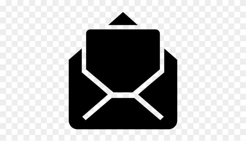 Opened Email Back Black Envelope With Letter Paper - Sobre De Carta Negro #817287