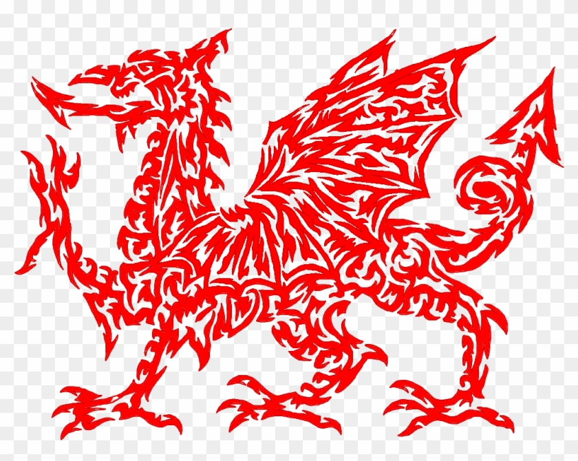 Lovely Welsh Dragon Clip Art Medium Size - Welsh Dragon Tribal #817343