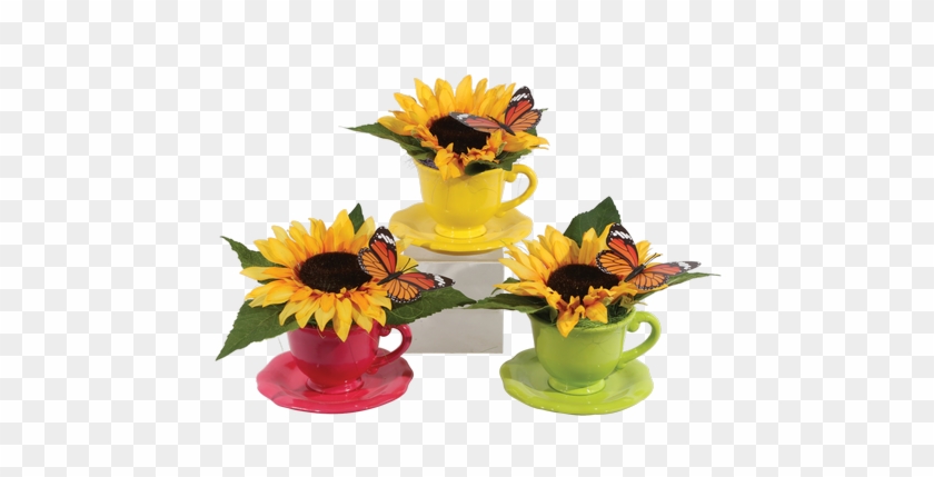 Silk Flower Power Sunflower Tea Cup • - Teacup #817365