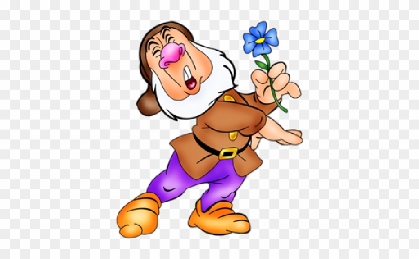 Dwarf Sneezy With Flower - 7 Dwarf Clipart #817720