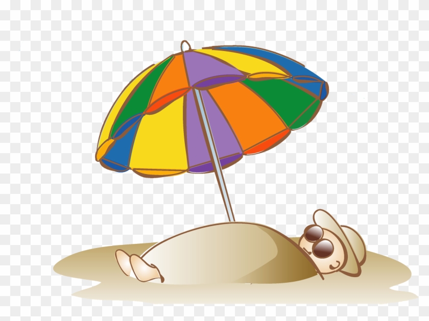 Sandy Beach Umbrella - Umbrella Summer Clipart #818326