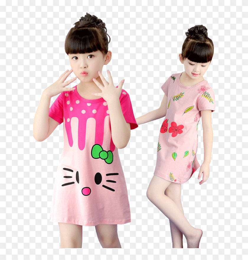 Girls Cotton Nightdress Summer Baby Pajamas Set Thin - Child #819067