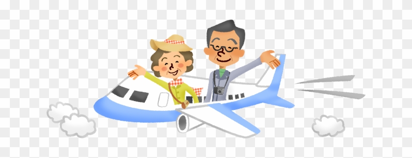 Senior Couple Traveling By Airplane - Women Traveler Cartoon Png #819232