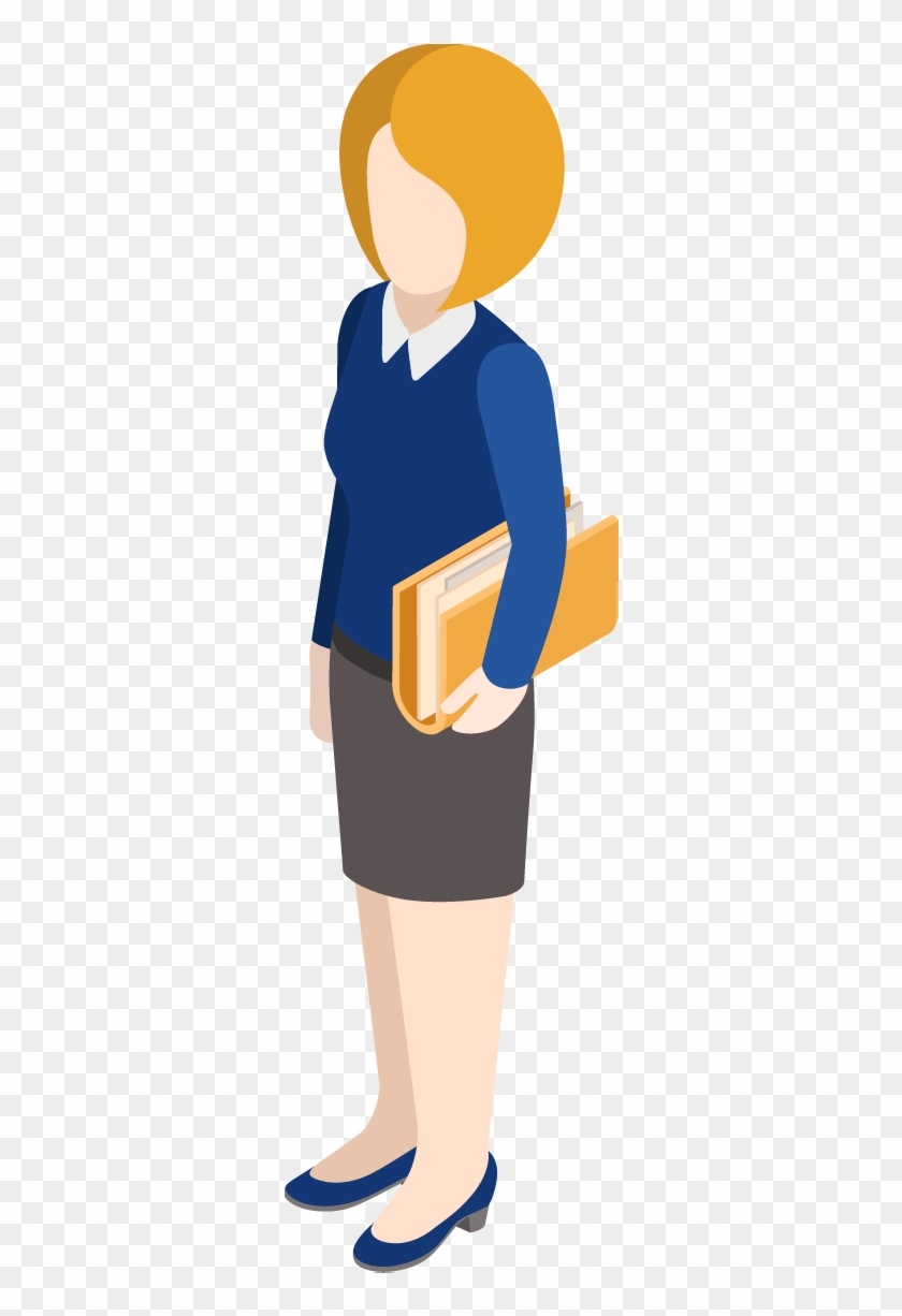 Cartoon Business Woman With Orange Folder - Business People Png Cartoon #819506