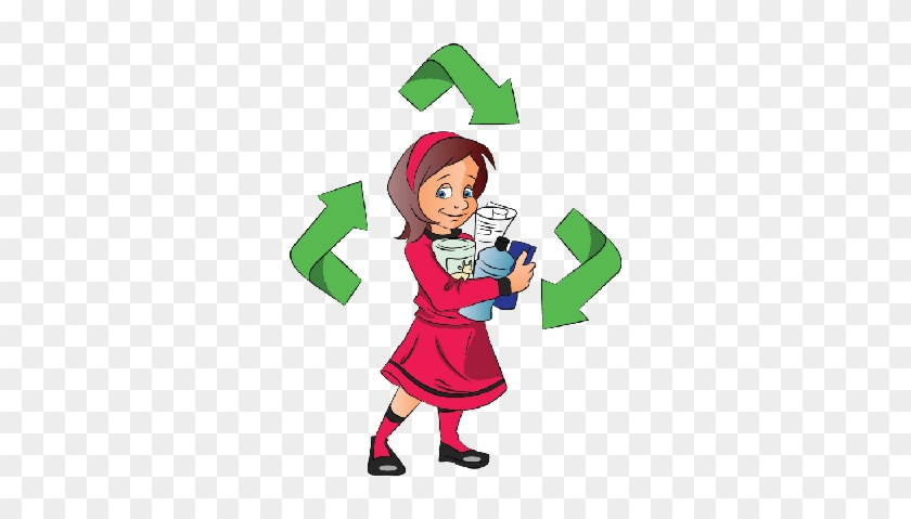 Girl Holding Plastic Bottles For Recycling Clipart - Bottles Recycling Clipart #819589