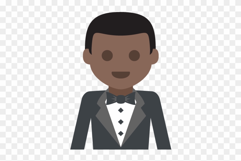 Man In Tuxedo Dark Skin Tone Emoji Emoticon Vector - Tuxedo #820247