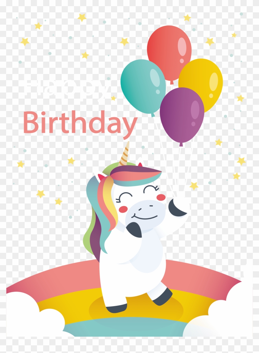 Party Birthday Unicorn - Unicornio Con Globos Png #820374