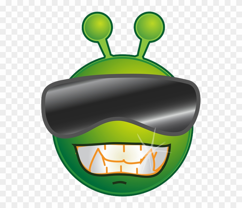 Alien, Cool, Green, Smiley, Emoticon, Sunglasses - Big Tears Oval Ornament #820589