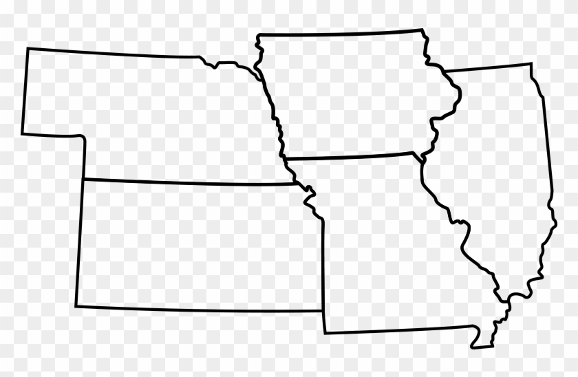 Illinois, Missouri, Kansas, Western Iowa And Eastern - Line Art #820738