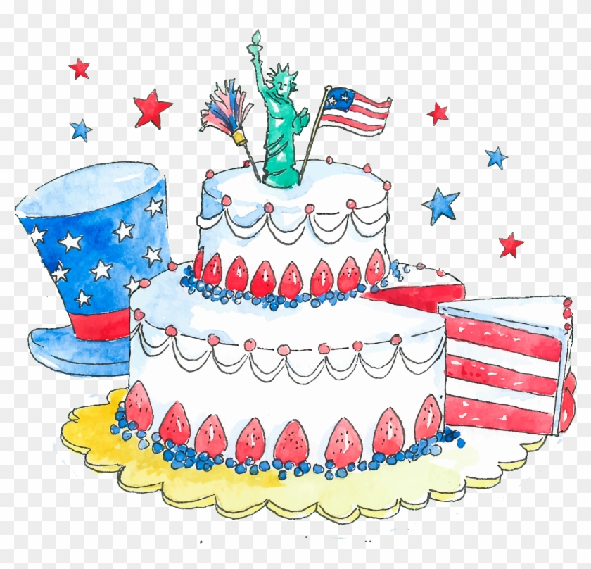 Birthday Cake Clip Art - July 4 #820744