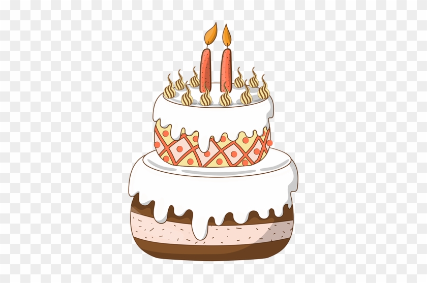 Two Candles Birthday Cake Cartoon - Birthday Cake Cartoon Transparent #820802