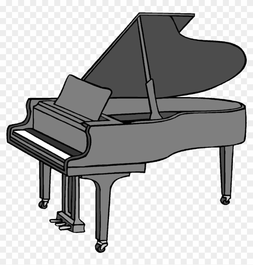 grand piano cartoon black and white