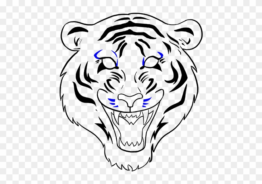 Drawn White Tiger Mouth Open Drawing - Draw A Tiger Face #822537