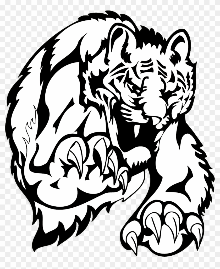 Tiger Leopard Black And White Cartoon - 黑白 卡通 矢量 #822641