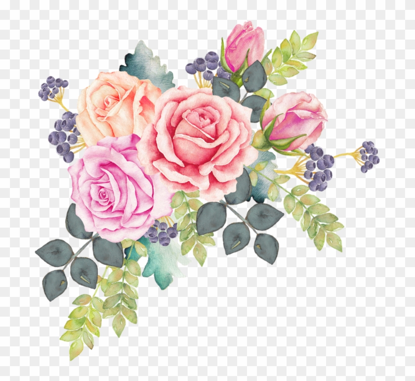 Watercolour Flowers Watercolor Painting Rose Clip Art - Watercolor Flower Wreath Png #822665