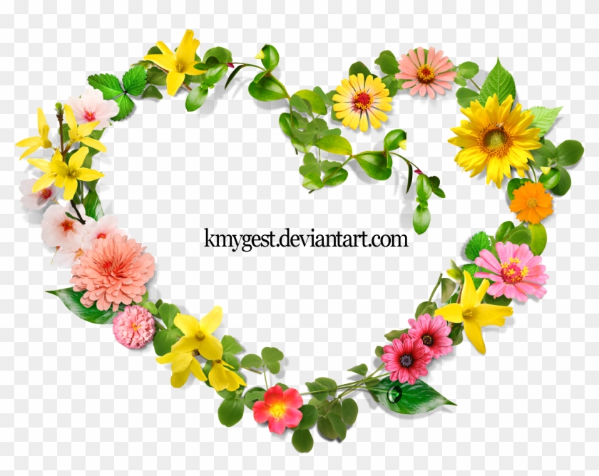 Flowers Heart By Kmygraphic Flowers Heart By Kmygraphic - Floral Heart Border #822694