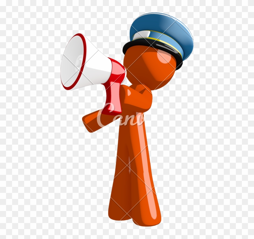 Orange Man Postal Mail Worker Shouting In Bullhorn - Police #822967