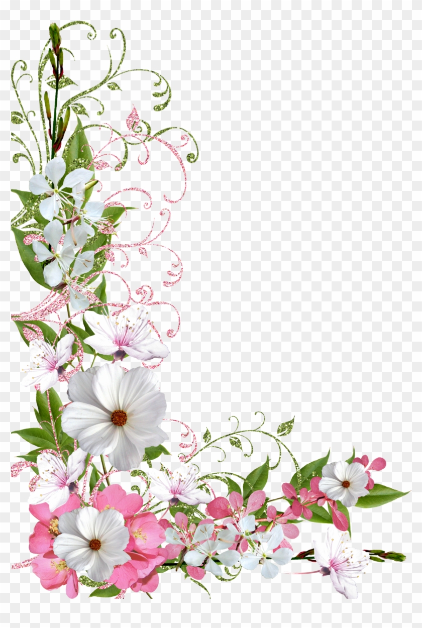 Pink And Green Spring Decor Png Picture Clipart - Spring Flowers Border Png #823227