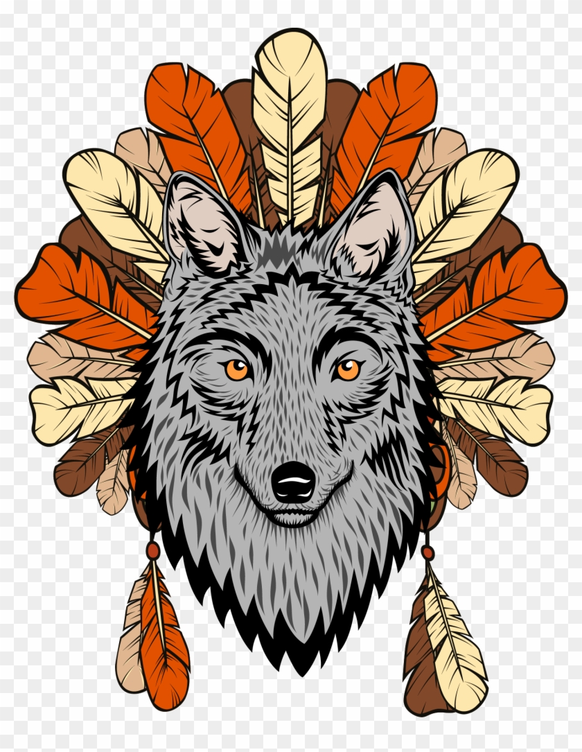 Wolf Totem Gray Wolf Euclidean Vector Illustration - Kingtex Wolf Bedding 3 Pcs Ethnic Wolf Face Design #823290