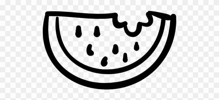 Watermelon Outlined Slice Free Icon - Summer Black And White Png #823517