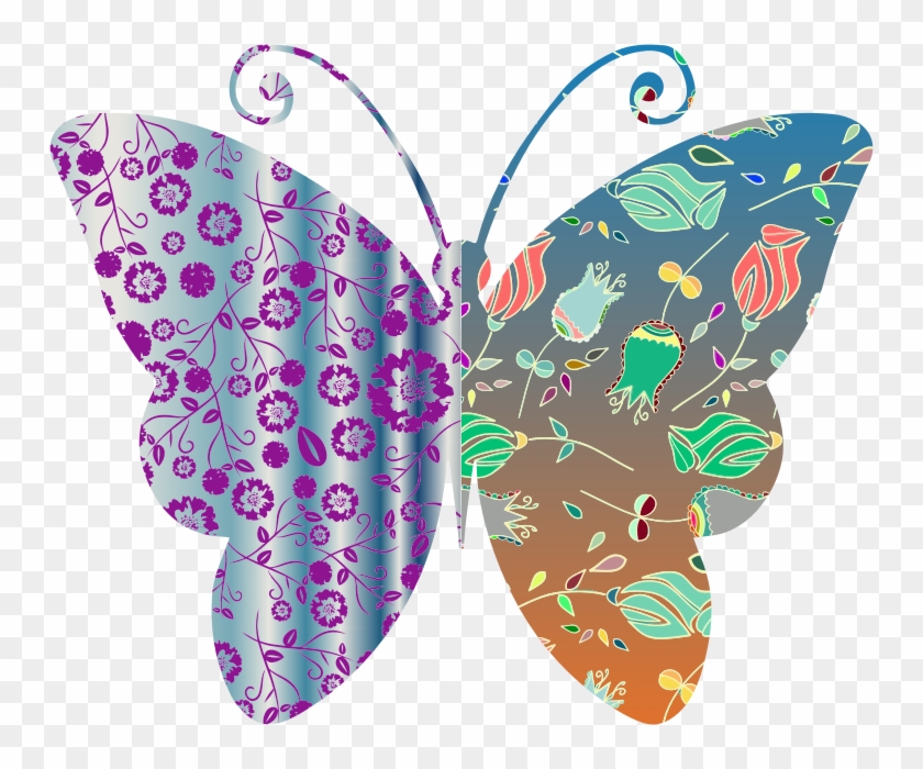Vintage Style Floral Butterfly Iu207w Clipart - Mariposa Vintage Png #823731