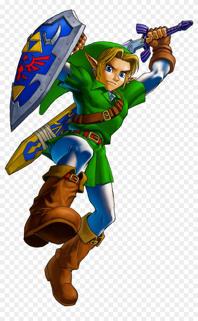 Artwork Of Link Performing A Jump Attack From Ocarina - Ocarina Of Time Link #823919