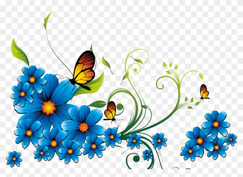 Изображение Для Плейкаста - Blue Flowers Border Png #824001