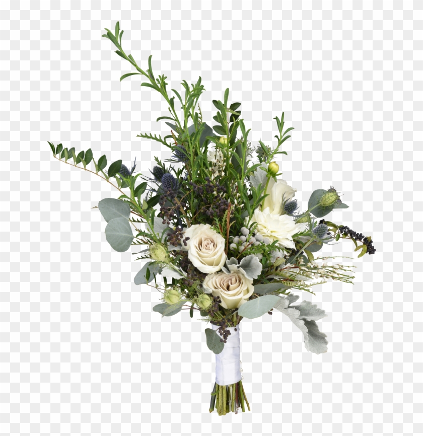 Clic Bouquet With Dahlias Roses Eryngium Nigella Dusty - Bouquet #824031