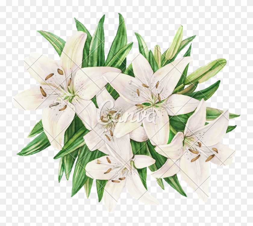 Flower Bouquet With Lily Composition For Wedding Invitation - Flower Bouquet #824079