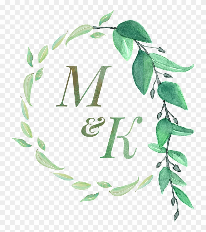 Wedding Monogram - Grün Verlässt Hochzeits-einladung Karte #824087