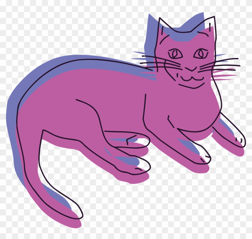 Free Clipart Of A Purple Cat - Purple Cat Png #824174