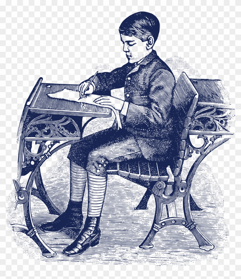 Free Clipart Of A Male Student Writing At A Desk - Free Clipart Of A Male Student Writing At A Desk #824178