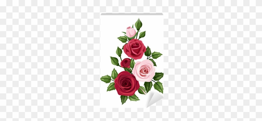 Mural De Parede Autoadesivo Rosas Vermelhas E Cor De - Red Roses Illustration #824187