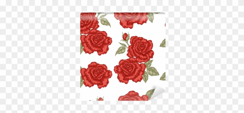 Mural De Parede Padrão Sem Emenda Com Flores Da Rosa - Telas Blancas Con Flores Rojas #824193