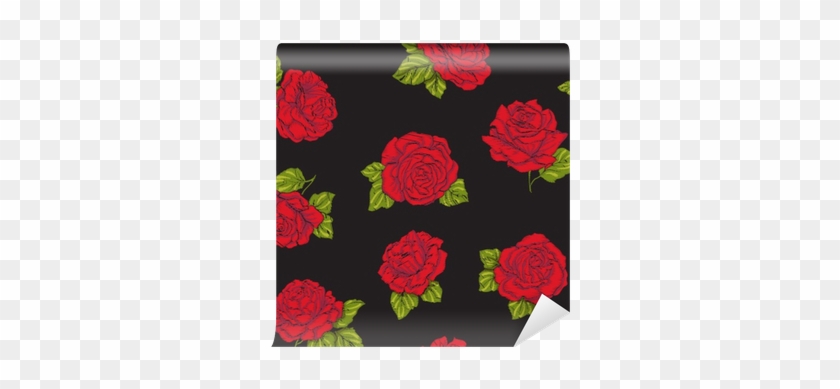 Mural De Parede Padrão Sem Costura Com Rosas Vermelhas - Embroidery #824218