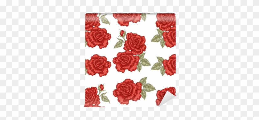 Papel De Parede Padrão Sem Emenda Com Flores Da Rosa - Telas Blancas Con Flores Rojas #824229