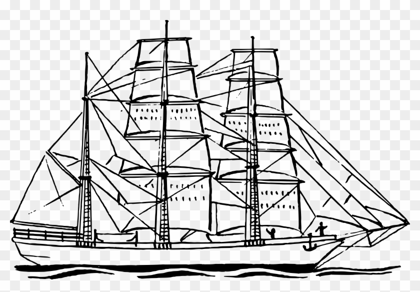 Ship Clipart Outline - Ship Clip Art Black And White #824276