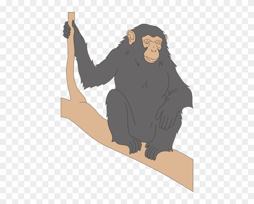 Chimp Sitting On A Branch Clip Art - Cute Chimps With Black Fur #824291