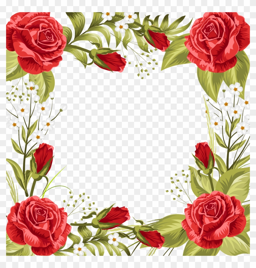 Wedding Invitation Beach Rose Garden Roses Flower - Moldura De Rosas Vermelhas #824489