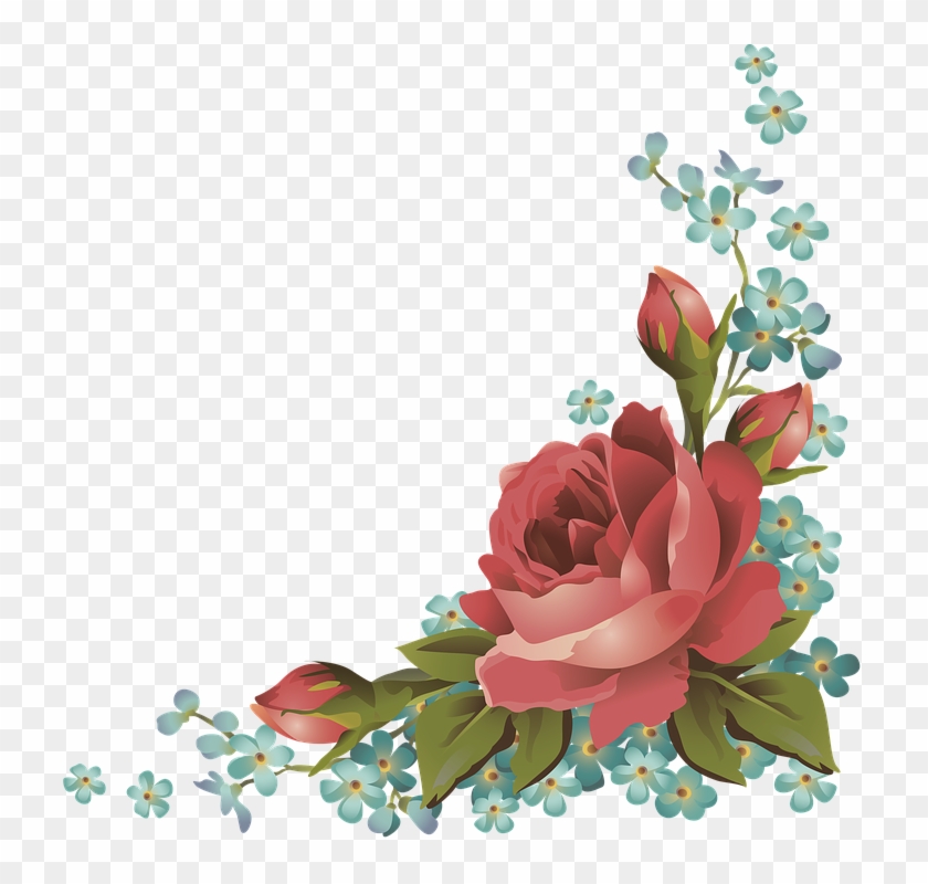 Bouquet, Rose, Forget Me Not, Vintage - Vintage Bunga Png #824499