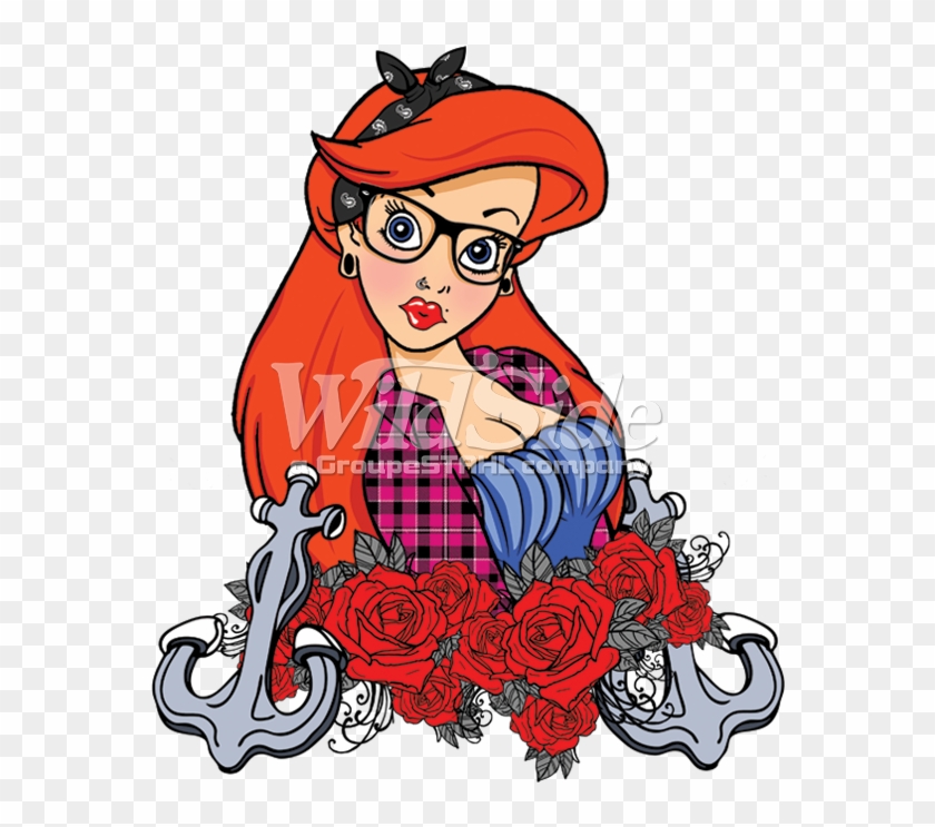 Red Headed Hipster With Roses & Ancors - Cartoon #824606