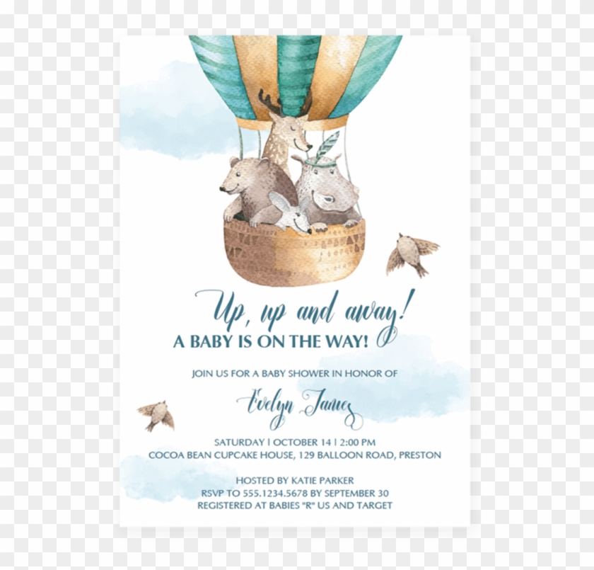 Hot Air Balloon Baby Shower Invitation Templates And - Party-tier-heißluft-ballon-alles Gute Zum Karte #824775