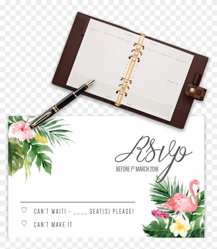 Example Of Wedding Rsvp Template With Flamingo And - Tropical Template Flamingo #824782